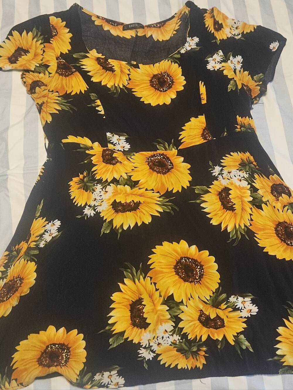 Sunflower Print Summer Mini Dress